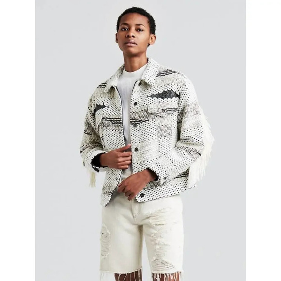 Levi's Made & Crafted Aztec Woven Fringe Trucker Jacket Size 0 - Picture 1 of 8